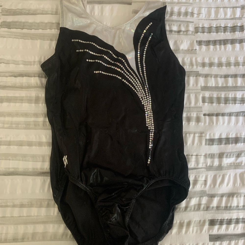 Black and white GK leotard in size Adult Large (AL)
